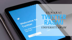 Universiti awam (ua) juga institut pengajian tinggi awam (ipta) merupakan universiti yang dibiayai oleh pihak kerajaan. Senarai Twitter Rasmi Universiti Awam Malaysia
