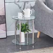 A tier can also be referred to as a layer. 2 Tier Side Table End Table Corner Table Glass Top Chrome Legs Living Room Clear Ebay