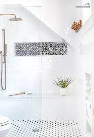 The Easiest Tile Project With The Biggest Impact White Bathroom Tiles Farmhouse Shower Tile Shower Niche