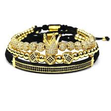 Black And Gold Bracelet Set Royal Crown Bracelet Set Bracelets For Men Mens Jewelry Bracelet Set