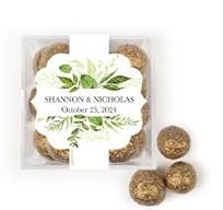 Personalized Wedding Botanical Greenery JUST CANDY® favor cube with Pr