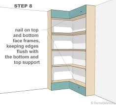 Use the cutting list (see additional information, below) as a guide for cutting all the parts. Build Your Own Corner Bookshelves