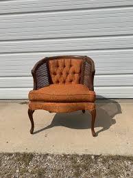 Late 1800's cane back love seat, rocker and chair. Antique Chair Cane Tufted Armchair Tub Barrel Back Traditional Style Armchair Regency Vintage Seating Bohemian Boho Chic Wood Frame By Dejavudecors From Deja Vu Decors Of Los Angeles Ca Attic