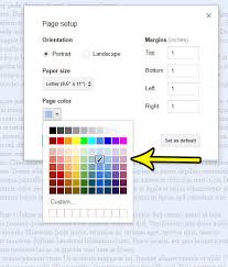 Once the file is open, click on the file option at the top left and choose page set up ( one of the last options down ). How To Change The Page Color In Google Docs Live2tech