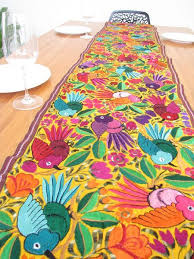 Mexican Embroidered Table Runner Mexican Pattern Mexican Home Decor Mexican Embroidery