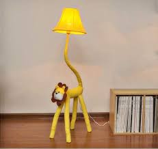 Litfad Dimmable Floor Lamp Cartoon Lion Design 51 Tall Standing Modern Light With Fabric Shade For Kids Room Bedroom Yellow Amazon Com