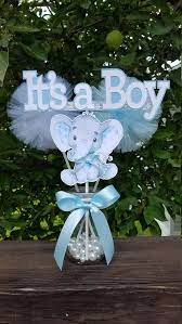 Materiales Tul Cartulina Cinta Perlas Tarro De Vidrio Pieza Central Elephant Baby Shower Decorations Boy Baby Shower Centerpieces Baby Shower Decorations