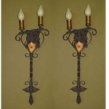 It includes two sconces, all crafted from iron in a classic black finish. Large Vintage Spanish Reviva Wall Sconces Vintagelights Com Spanish Revival Sconces Wall Sconces