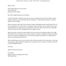Cover letter for letter of recommendation example. How To Write A Recommendation Letter For College