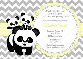 Yellow And Grey Chevron Twin Panda Baby Shower Invitation By Cuddlebuginvitations 10 00 Panda Baby Shower Invitations Panda Baby Showers Panda Birthday Party
