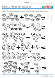 Sumas Y Restas Con Dibujos Para Ninos De Preescolar Suma Y Resta Matematicas De Primer Grado Actividades De Matematicas