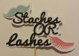 Staches Or Lashes Cake Topper Gender Reveal Party Or Baby Shower Table Decor Cake Or Centerpiece Baby Gender Reveal Party Reveal Parties Gender Reveal Shower