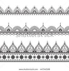 Border Line Lace Mehndi Elements In Indian Style For Card And Tattoo Isolated On White Background Black And White Illust Indischer Stil Indische Muster Mehndi