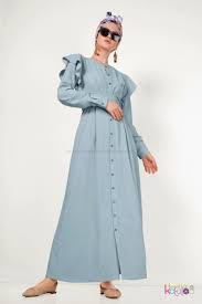 Buz Mavisi Volanli Elbise 40543 The Dress Elbise Moda Stilleri