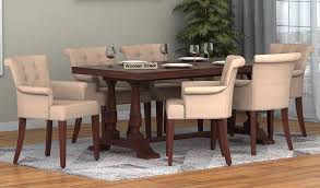 Buy Redigo 6 Seater Dining Table Set Walnut Finish Online In India Wooden Street 6 Seater Dining Table Dining Table Setting 8 Seater Dining Table