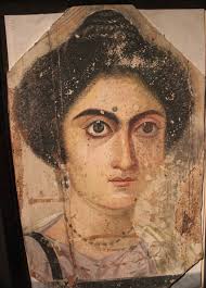Portrait of an unidentified woman that was placed over the face and upper  torso of her mummy. It is dated to circa 138-161 CE during the Roman Period  and is painted in