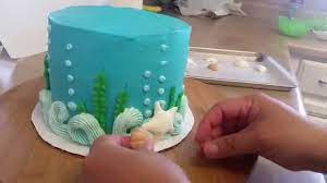 Experimenting with cake ideas for my nieces sweet 16 birthday cake. Ocean Theme Cake Beach Cake Youtube