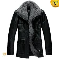 Men Sheepskin Leather Down Coat Large Fox Fur Collar Cwmalls Fur Leather Jacket Leather Jacket Leather Jacket Men