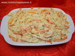 Un'antipasto squisito.il contrasto tra il surimi e i sottaceti secondo me e' perfetto.abbinato poi alla salsa rosa.davvero una delizia tutta da provar. Insalata Capricciosa E Surimi La Ricetta