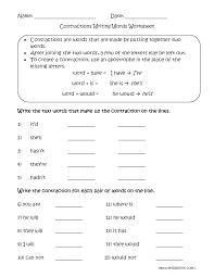 Contractions Writing Words Worksheet Contraction Worksheet Writing Worksheets Writing Words