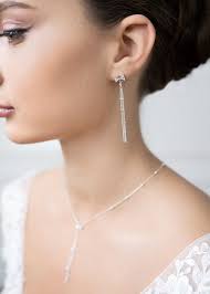 Crystal Bridal Earrings, Lili, Long Bridal Earrings, Bow Bridal Earrings,  Crystal Bridal Jewelry, CZ Wedding Earrings, Bridal Earrings