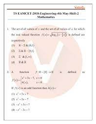 Ts Eamcet 2019 Maths Previous Year Question Papers With Solutions 04 May 2019 Evening Shift