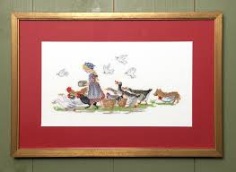 Lush pink rose bookmark cross stitch kit. Tasha Tudor And Family Feathered Friends Counted Cross Stitch Kit
