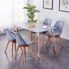 If you like the idea of chairs that tuck in all the way but prefer a chair with a back, check out this round kitchen table. Goldfan Rectangle Dining Table And 4 Chairs Modern Kitchen Table And Cushioned Tulip Chairs Dining Room Set Furniture Grey Amazon Co Uk Kitchen Home