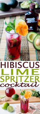 Hibiscus Lime Spritzer Cocktail All She Cooks Hibiscus Tea Hibiscus Flowers Hibiscus