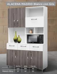 Las mejores alacenas de cocina en el mueble. Alacena Modelo Madrid Blanco Con Gris Muebles Para Despensa Muebles Cocina Melamina Muebles De Comedor