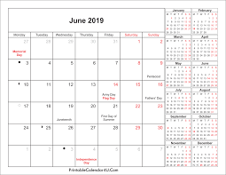 June 2019 Holidays Calendar With Moon Phases June June2019