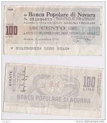 (formerly banca popolare di novara). 4 Vorlaufige Ausgaben La Banca Popolare Di Novara 100 Lire