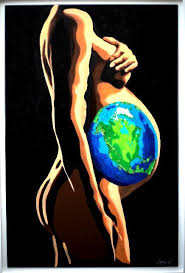 Yes, i'm the one in charge for trees, clouds, daffodils and those. Mother Earth Painting By Joxa Vi Artmajeur