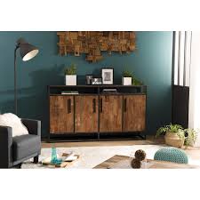 Je débute la fabrication de mon meuble minibar / buffet, dans un style métal et bois. Buffet Bois 4 Portes 1 Etagere Teck Recycle Et Metal