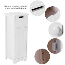 A small cabinet with a double door and an adjustable inner shelf to allow for. Bathroom Cupboard Freestanding Narrow Bathroom Cabinet Bedroom Storage Unit Bedside Cabinet Organiser Small Side Table Corner Tallboy Unit White 30 X 30 X 81 5cm Floor Cabinets Bathroom Organideia Pt
