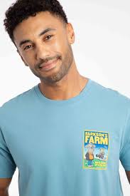 Barkson's Farm Back Print Artist T-Shirt Smoked Blue