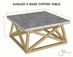 Apply wood glue to the notch and both sides where the angled block makes contact with the apron. How To Build A Diy Concrete And Wood Angled X Base Coffee Table Plans