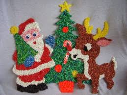 Retro Sort Of Melty Plastic Bead Decorations I Think There Is A Frosty Too Christmas Memory Vintage Christmas Decorations Vintage Christmas