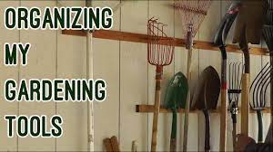 Drive some hooks into the shed wall at a height just slightly above your knee. Organizing My Gardening Tools Youtube