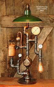 Steampunk Industrial Lamp Vintage Oiler Green Shade 1074 Steampunk Furniture Industrial Lamp Steampunk Lighting