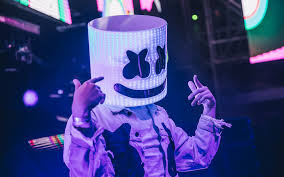 تحميل خلفيات Marshmello أضواء النيون النادي الليلي Dj النجوم