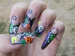 Happy Halloween Custom Blended Acrylic W 3d Nail Art Halloween Nails Diy Halloween Nail Art Halloween Nail Designs