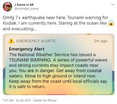 The tsunami warning for much of alaska's southern. K0w Wux1jblcsm
