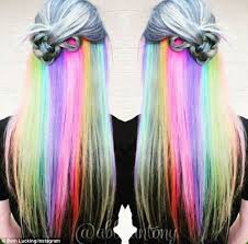 Women Show Off Their Hidden Secret Rainbow Hair Colour On Social Media Daily Mail Online