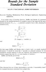 Bounds For The Sample Standard Deviation Macleod 1984 Teaching Statistics Wiley Online Library