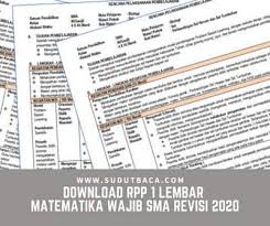 Perangkat pembelajaran sd kelas 1 k13 lengkap. Download Rpp 1 Lembar Matematika Peminatan Sma Revisi 2020 Sudut Baca