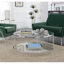 Silver Orchid Farrar Glass 2 Tier Round Coffee Table Gold Glass Coffee Table Decor Coffee Table Round Coffee Table Decor