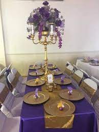 Royal Theme Wedding Regency Purple Satin Table Cloth Gold Satin Tablecloth Gold Charger White Spandex Purple And Gold Wedding Purple Table White Chair Covers