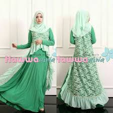 Model gamis linen rubiah bulu angsa : 20 Model Gamis Brokat Koleksi 2016 Pilihan Model Baju Muslim Terbaru