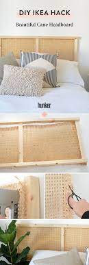 This Utilitarian Ikea Piece Gets Transformed Into A Beautiful Cane Headboard Hunker Caned Headboard Diy Furniture Bedroom Boho Bedroom Diy